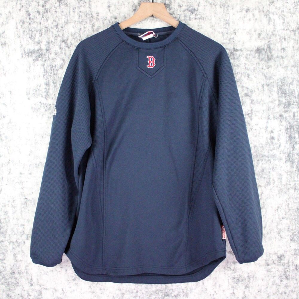 Boston Red Sox Sweatshirt Mens M Majestic Blue Mlb Pullover Therma Base